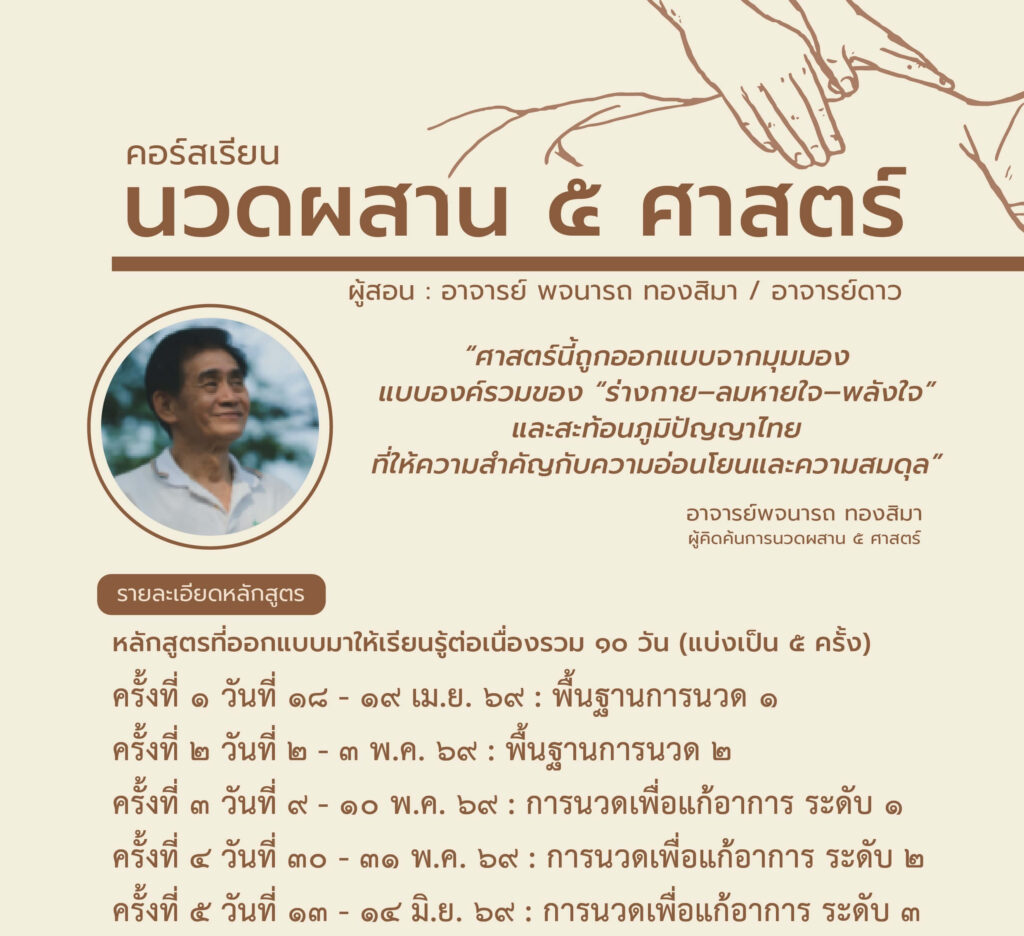 คอร์สเรียนนวดผสาน 5 ศาสตร์